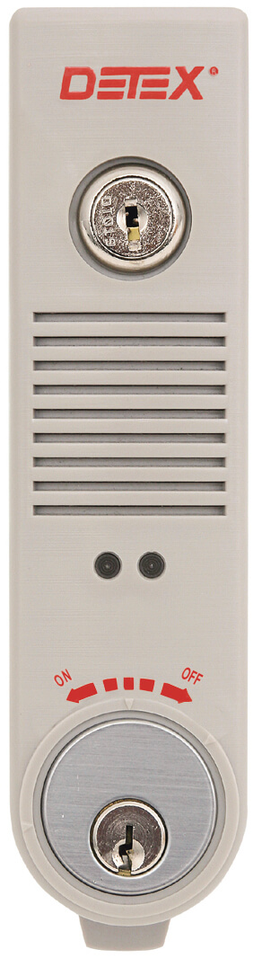 Security hardware with key lock and control switch.