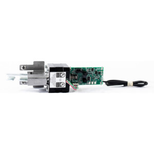 Electronic door lock mechanism with circuit board attached.