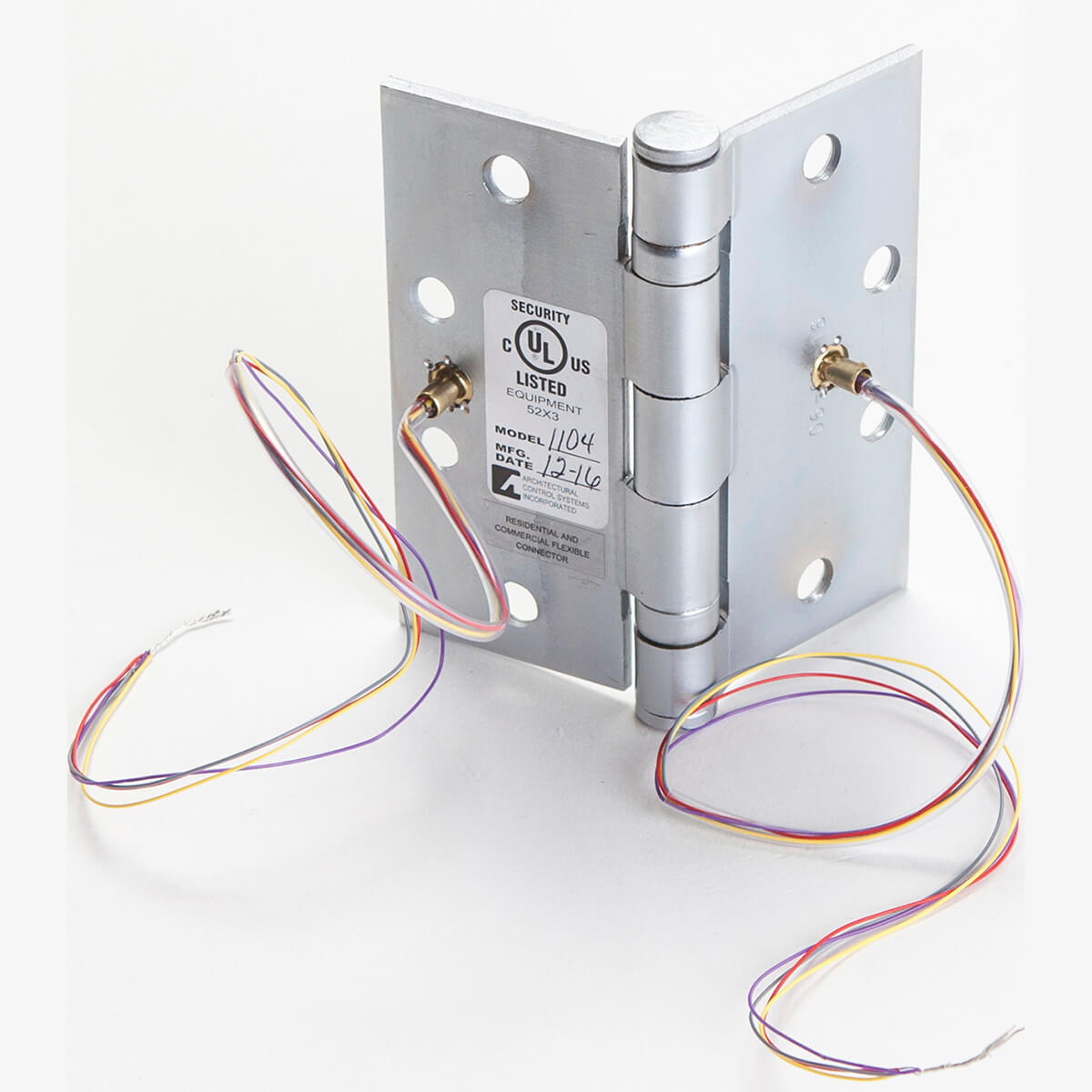 Electrified hinge with multicolored wires attached