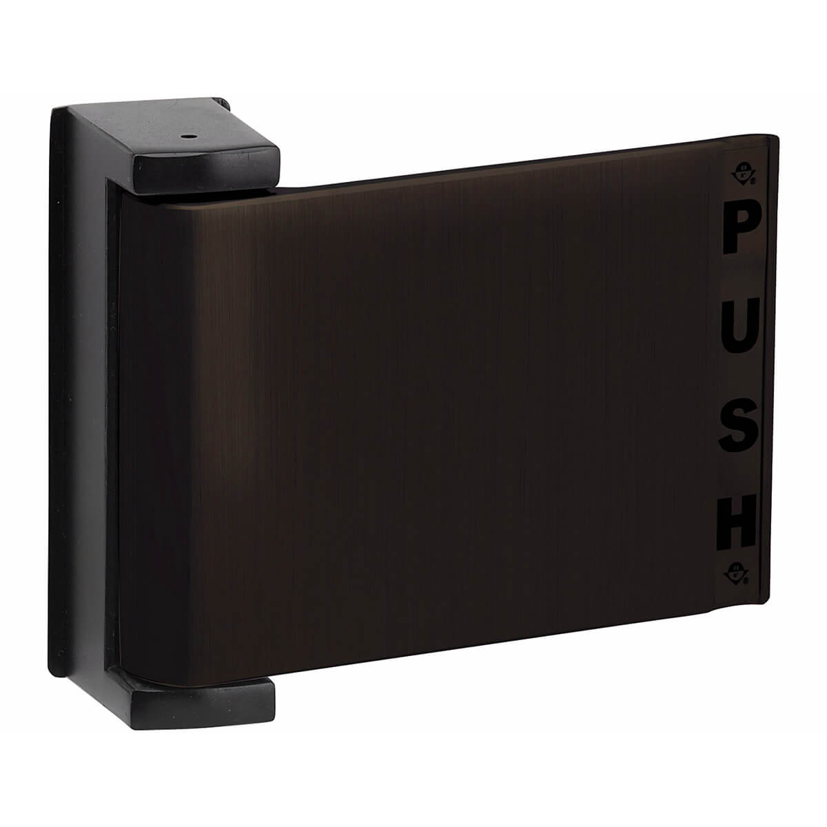 Black push bar on door hardware.