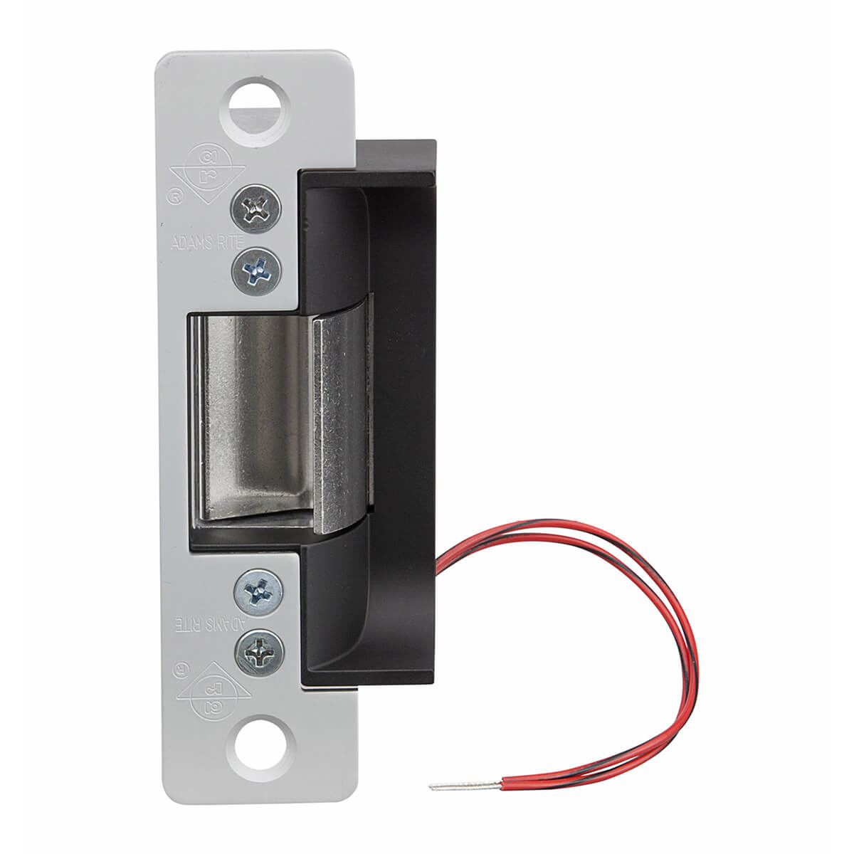 Electric strike lock with visible wires.