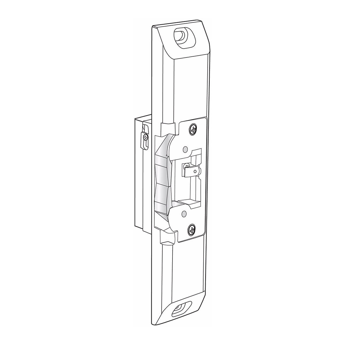 Door striker plate illustration, detailed security hardware.