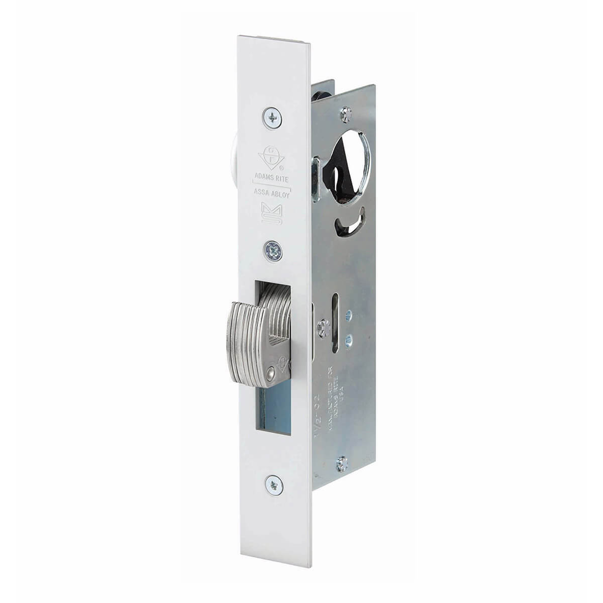 Door lock with flat faceplate and hookbolt