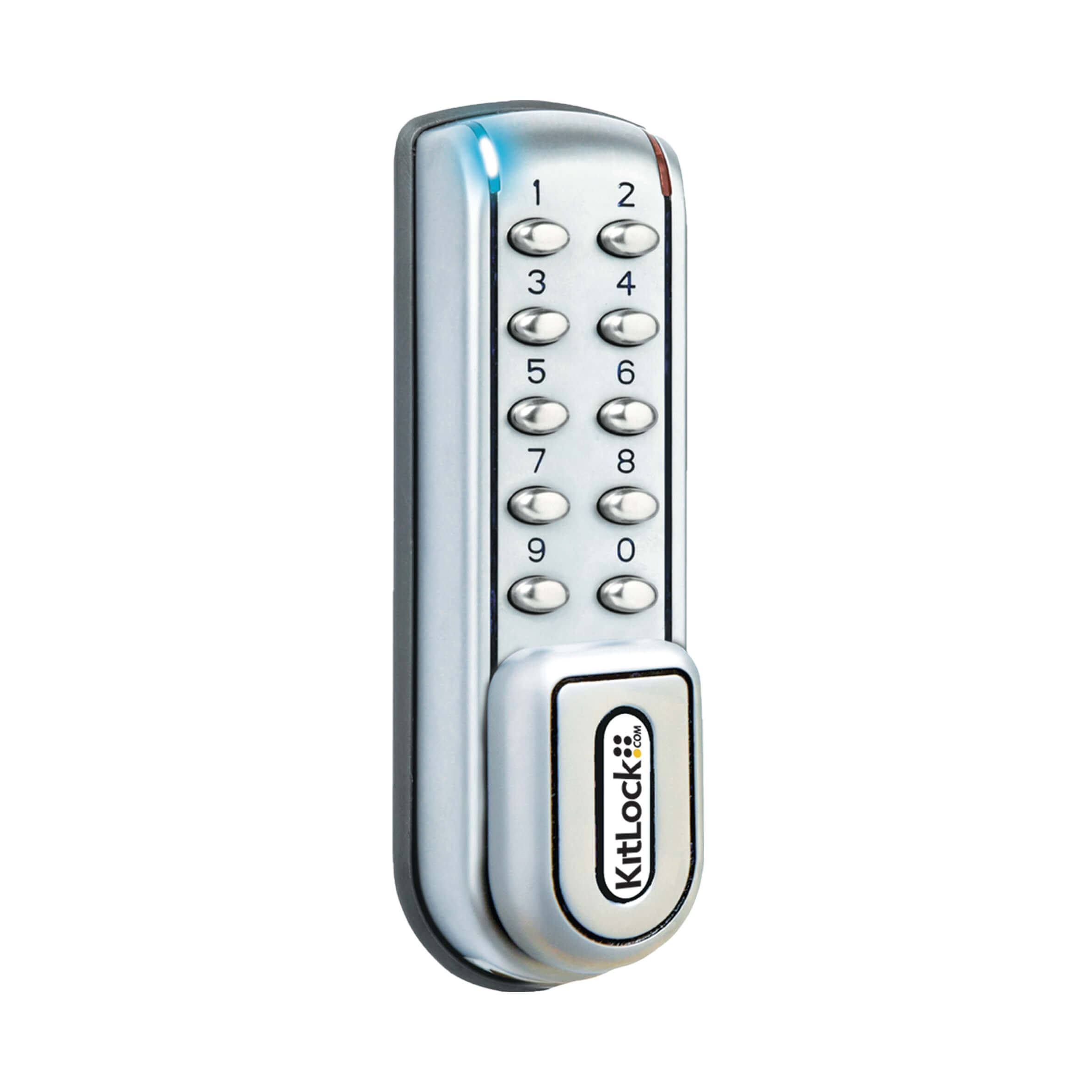 Electronic keypad lock with numbered buttons.