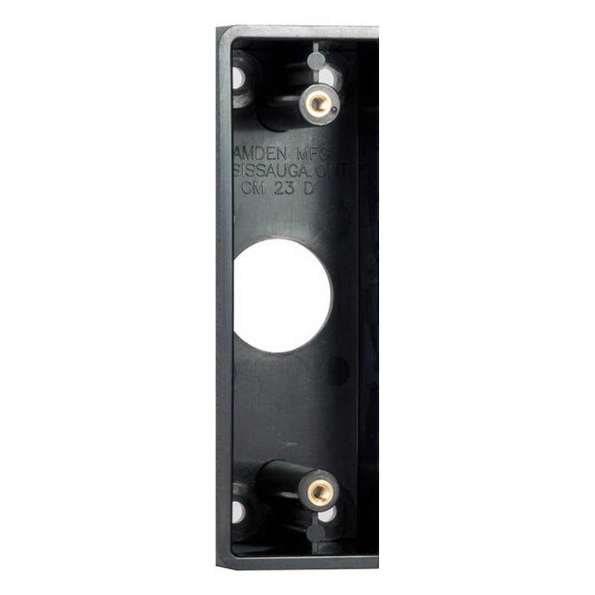 Black metal mounting bracket with visible bolt holes.