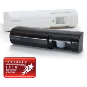 Two Camden door sensors with security award recognition.