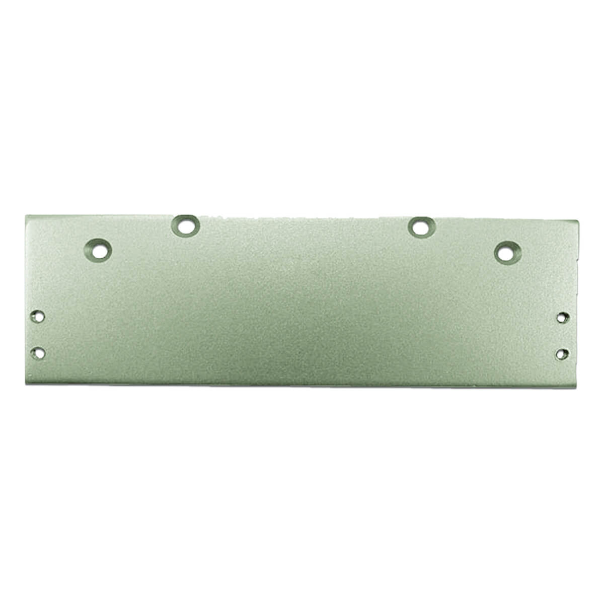 Metal security plate with multiple mounting holes.