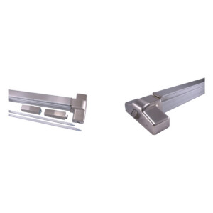 Metal door hardware components displayed against white background.