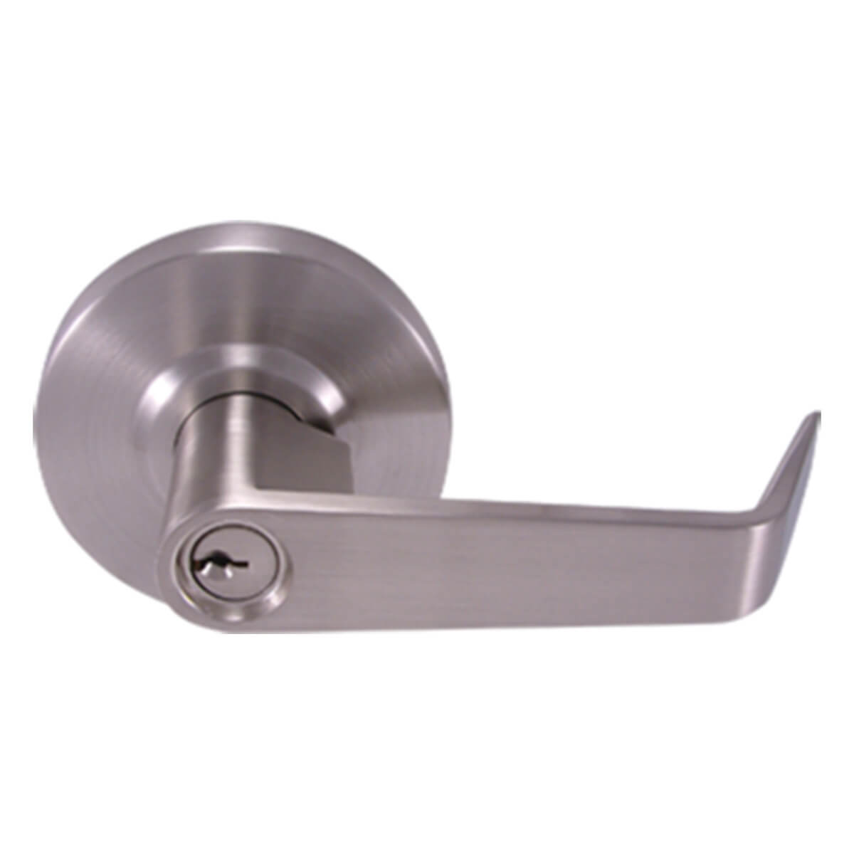 Silver lever door handle with keyhole