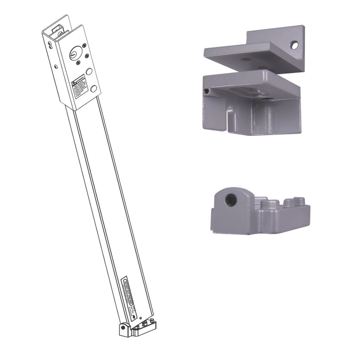 Security door hardware components displayed for installation.
