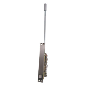Metal door latch bolt with visible tension spring.
