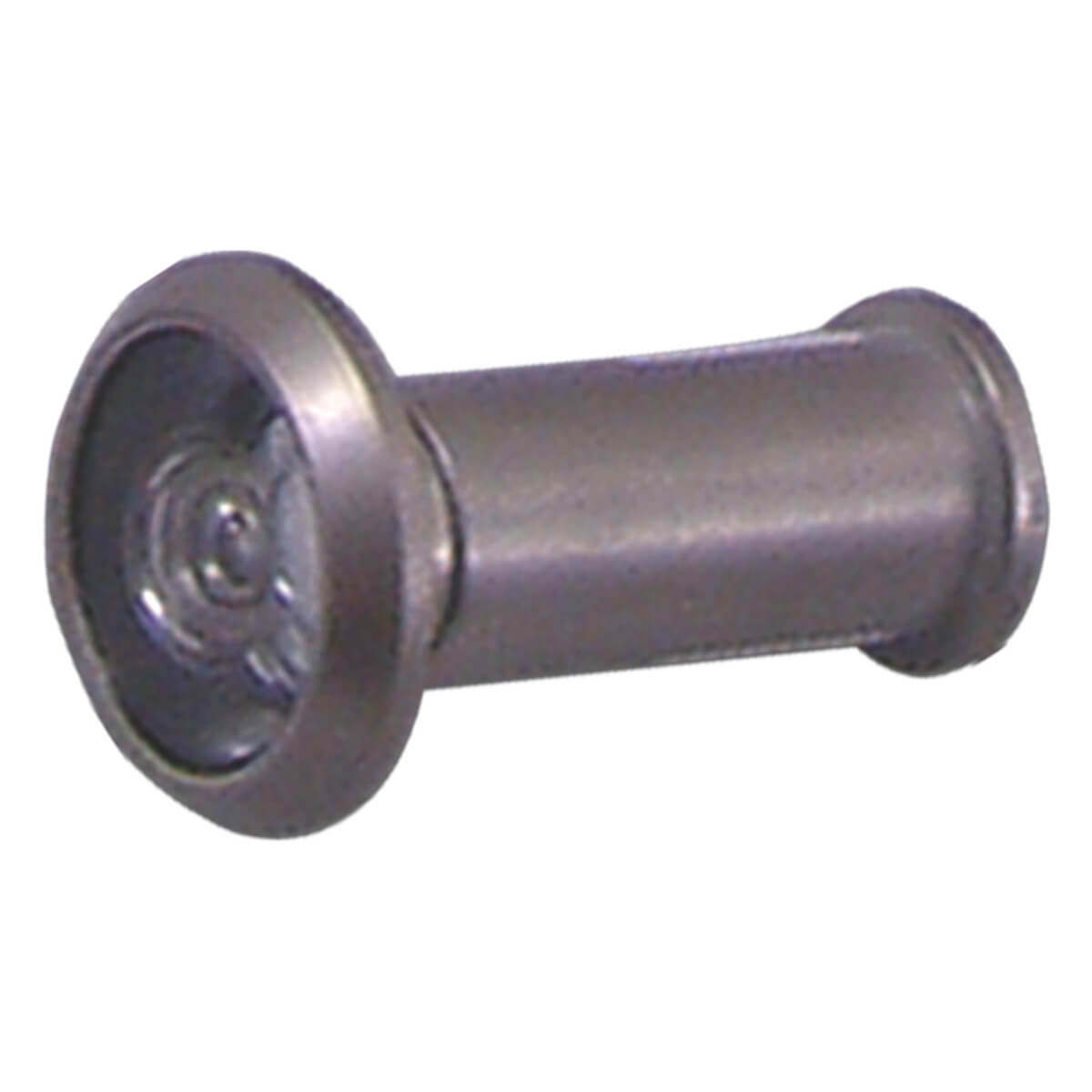 Peephole for door security in metallic finish.