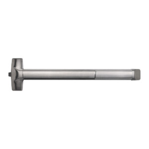 Stainless steel push bar door handle.
