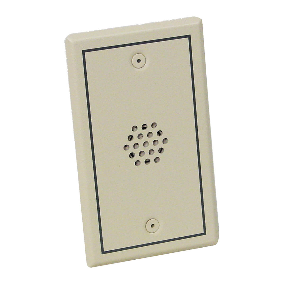 Intercom speaker panel on white background.