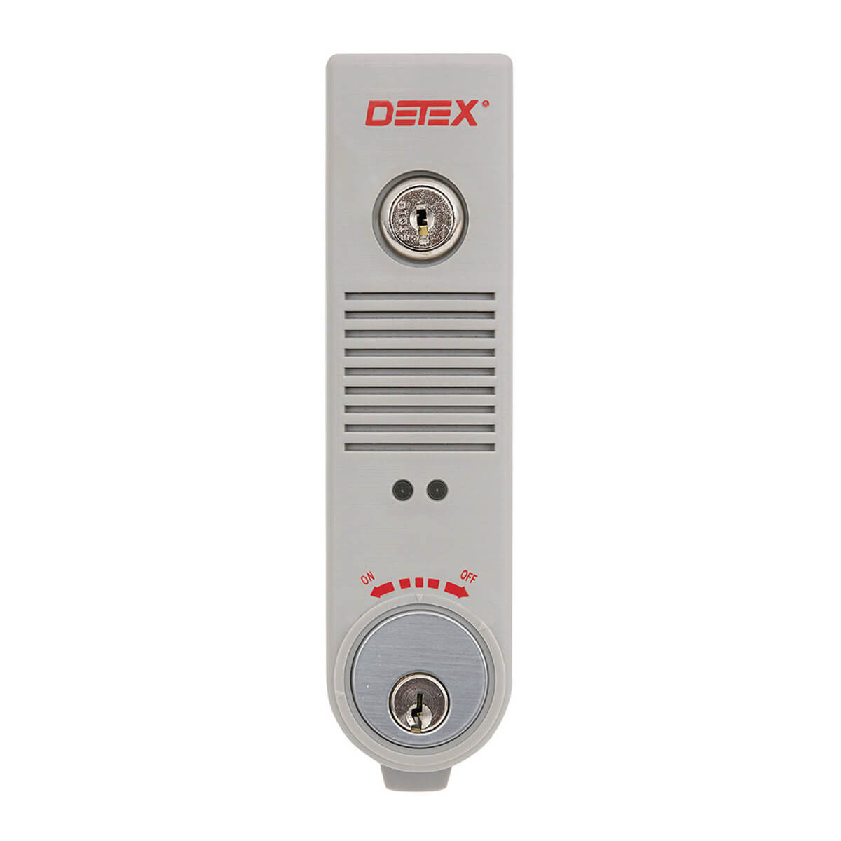 Security lock mechanism with key and switch label.