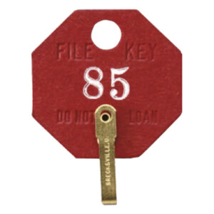 Red file key tag labeled with number 85.
