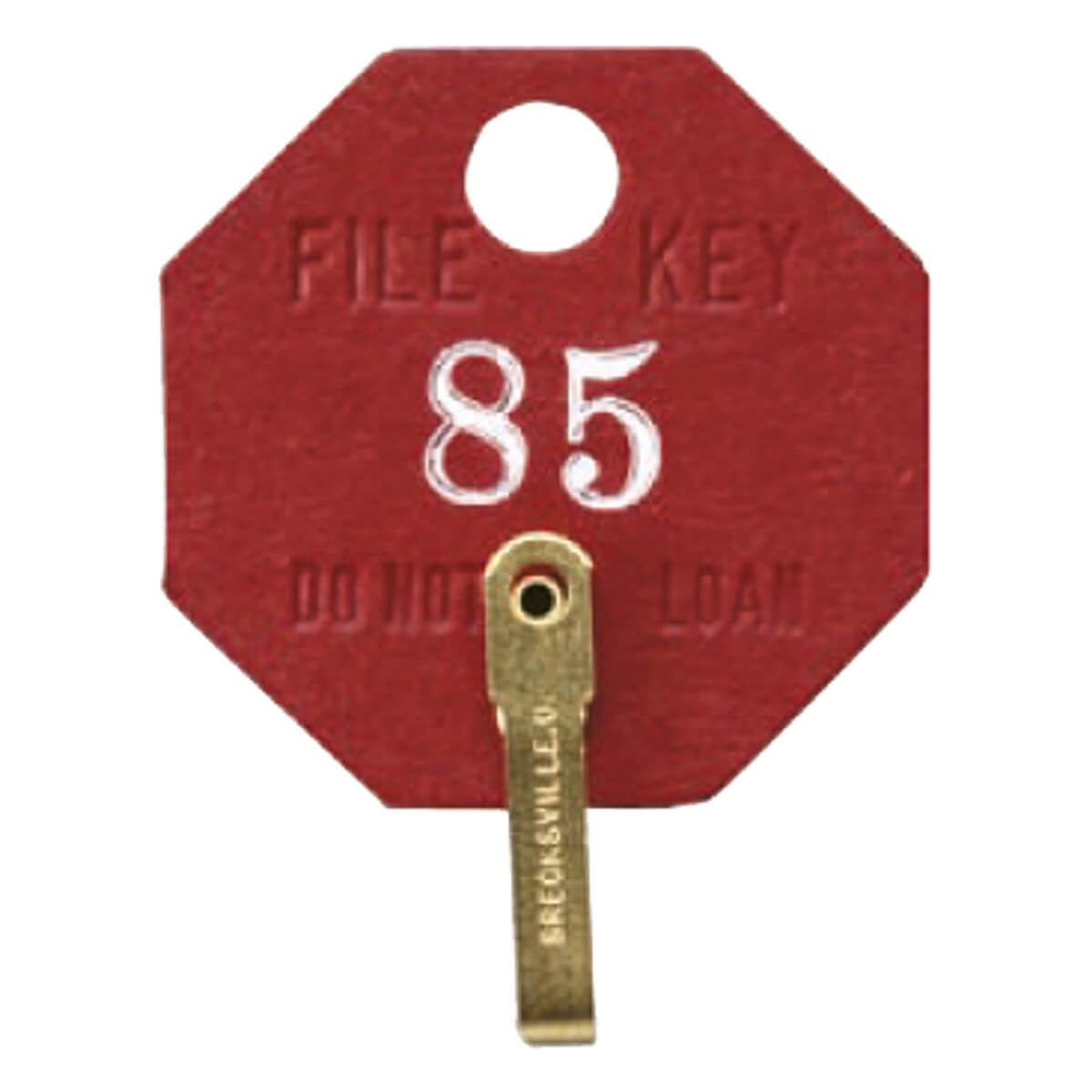 Red file key tag labeled with number 85.