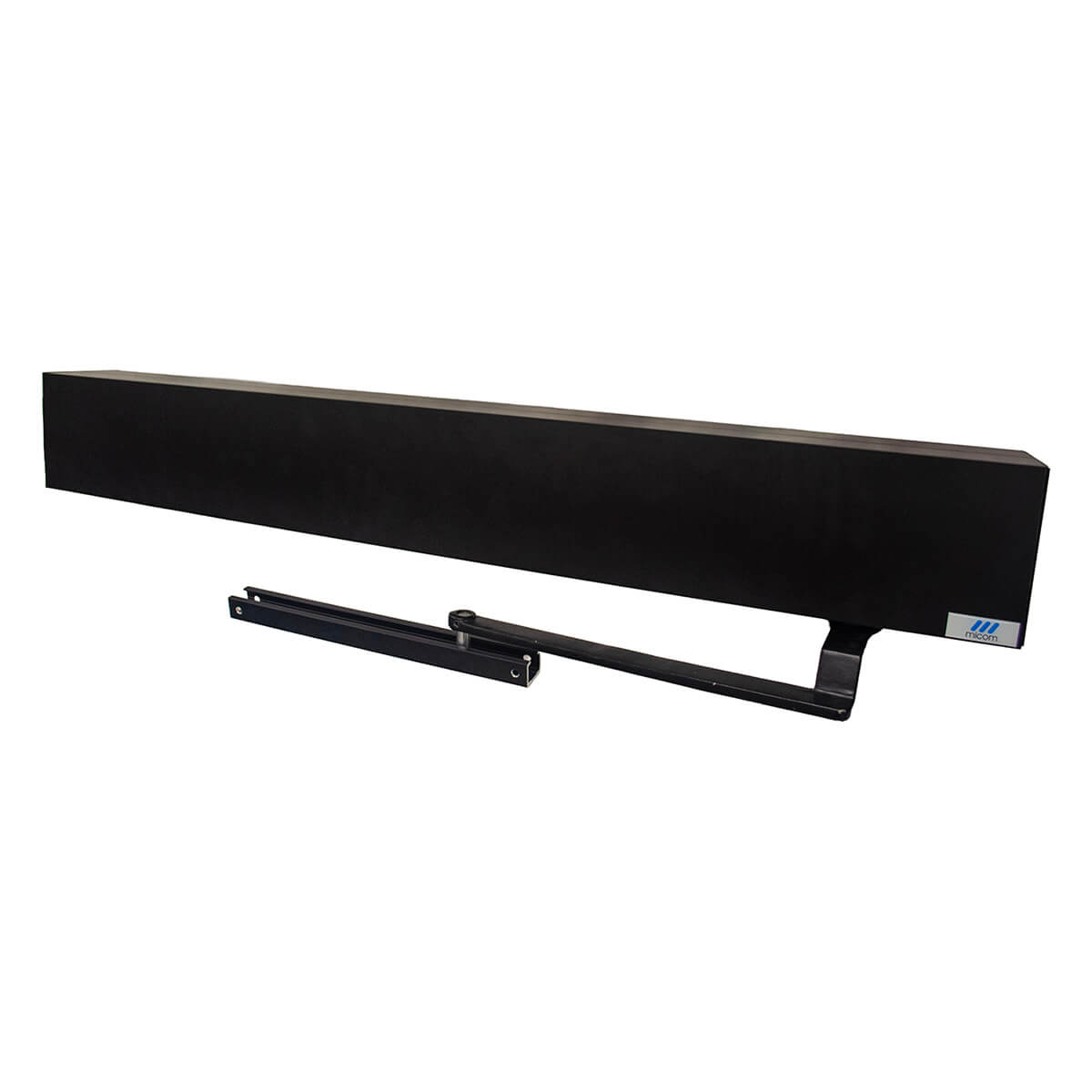 Automatic door closer with sleek black design.
