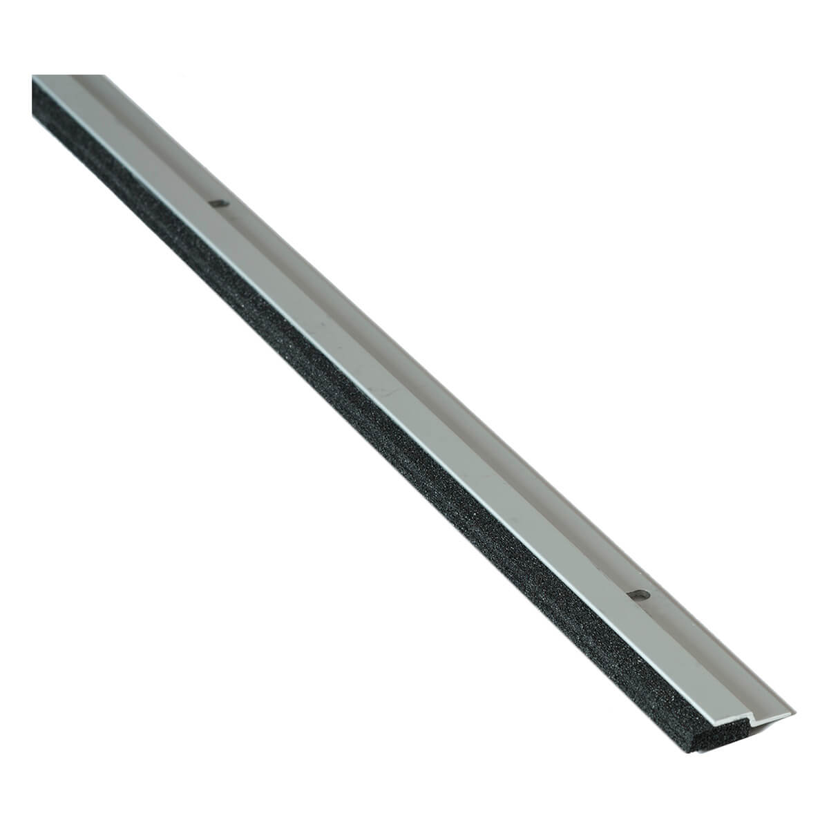 Metal door seal with black foam strip.