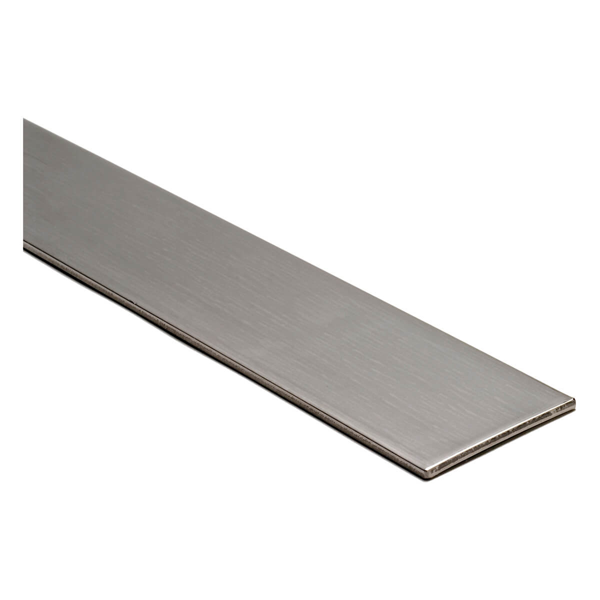 Metallic door strip laying at an angle.