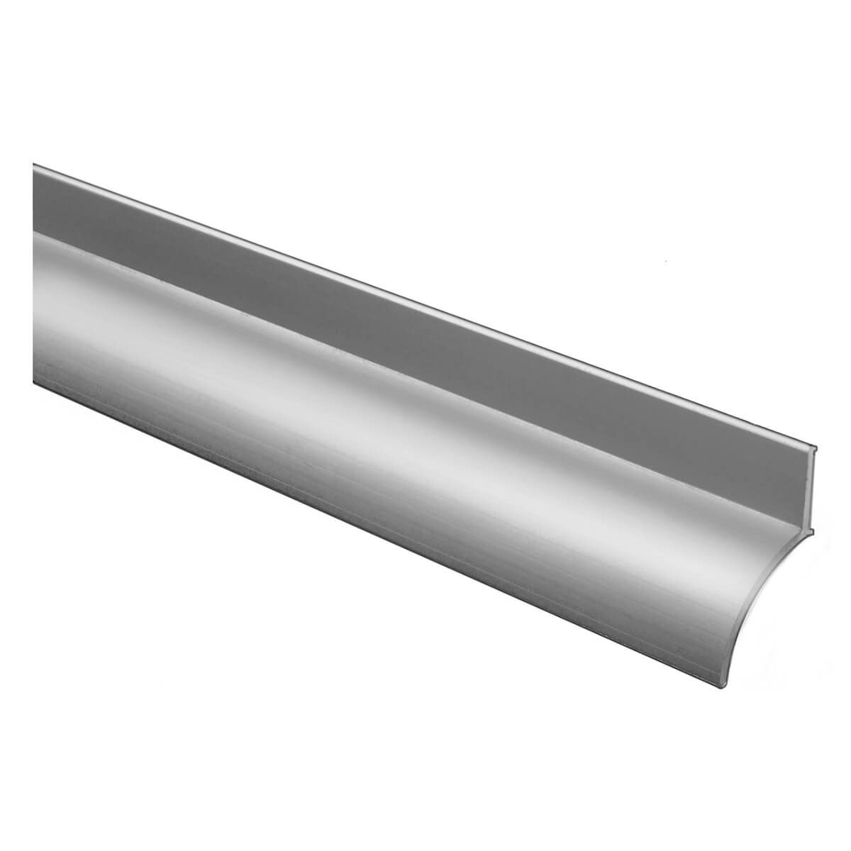 Metallic door sweep in profile view.