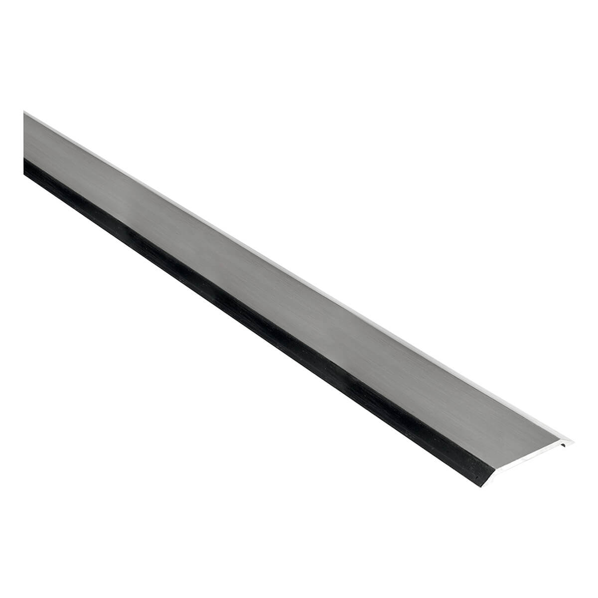 Metal door sweep with rubber edge for insulation.