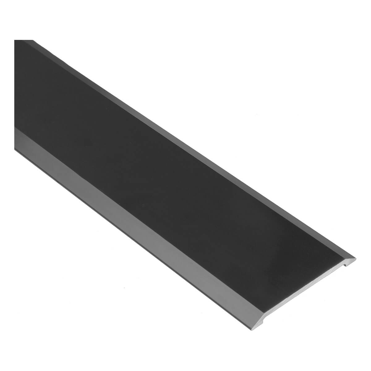 Black metal strip for door security hardware.