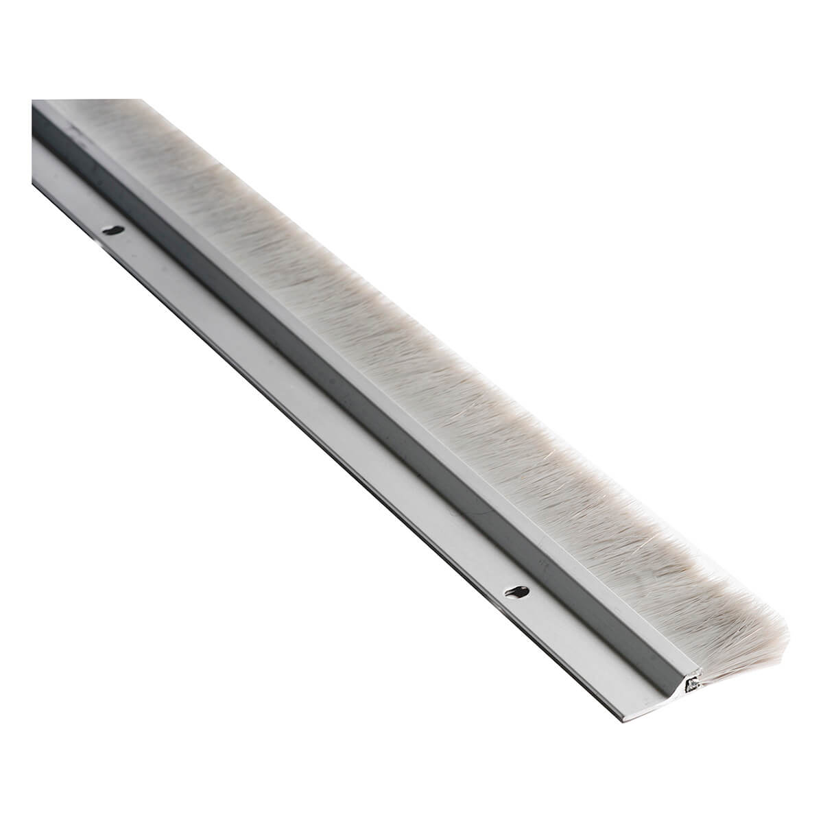 Metal door sweep angled with brush bristles.