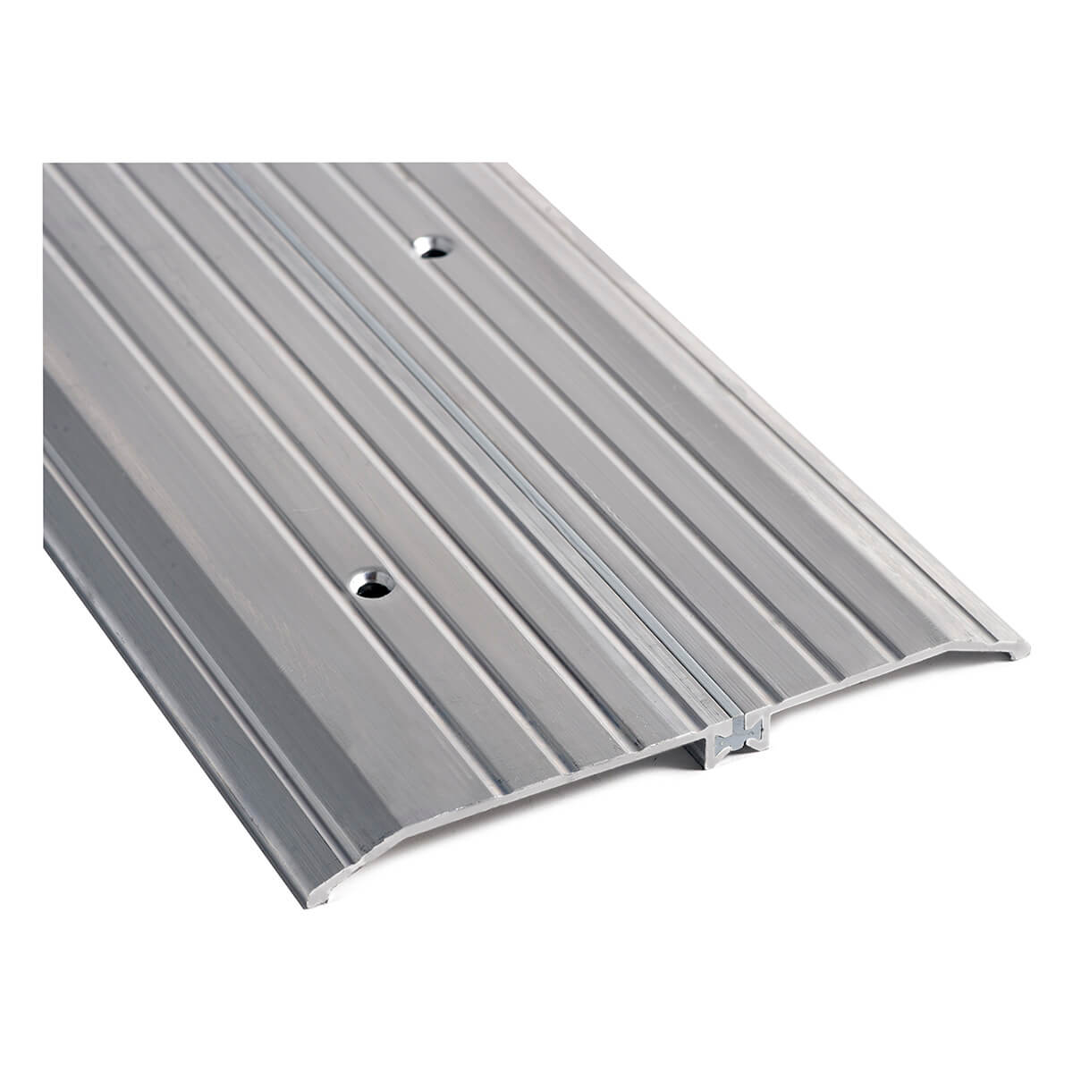 Aluminum thermal break threshold with screw holes