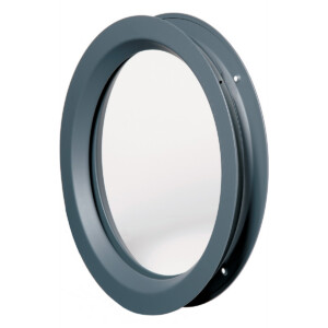 Round metal door frame with circular opening.