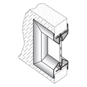 Door frame section with detailed hardware installation.