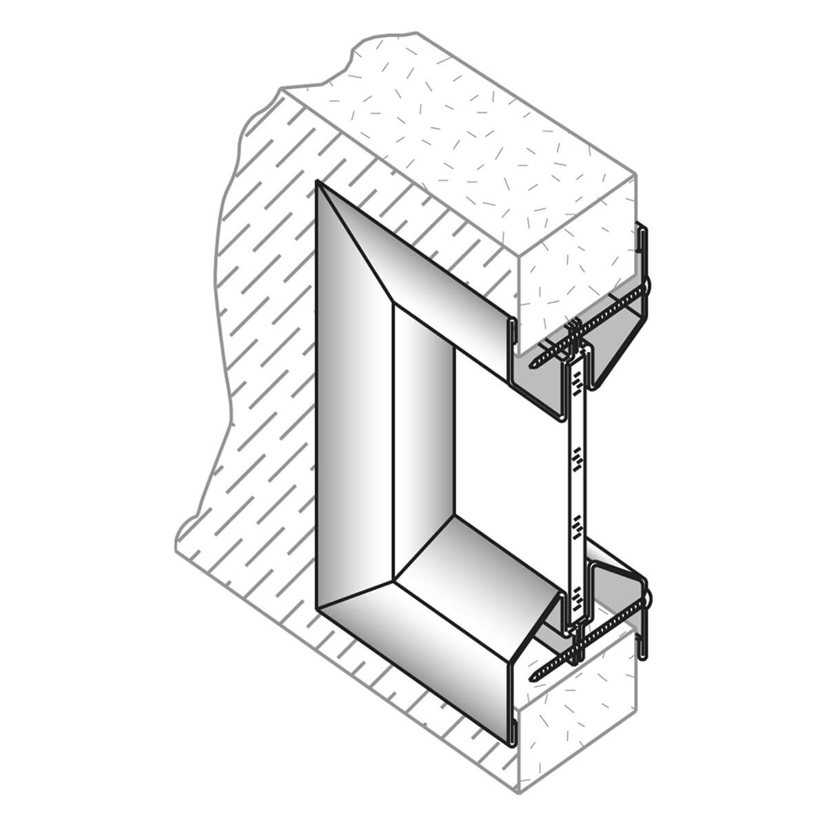 Metal door frame installation diagram with anchor details.