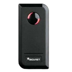 Black security scanner with red LED light.