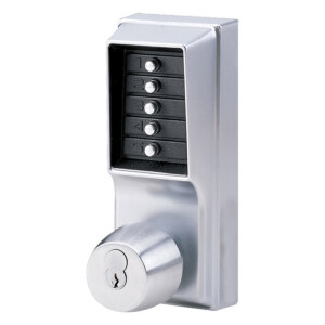 Silver push button door lock with number keypad