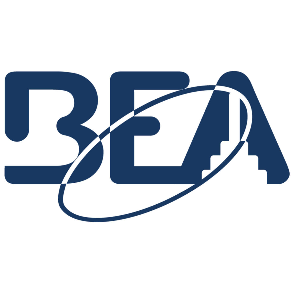 Blue BEA logo with swooping oval design.