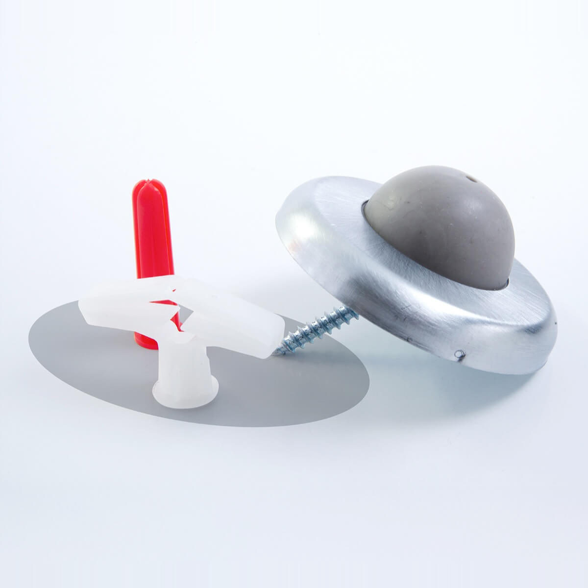 Doorstop set with metal base and plastic components.