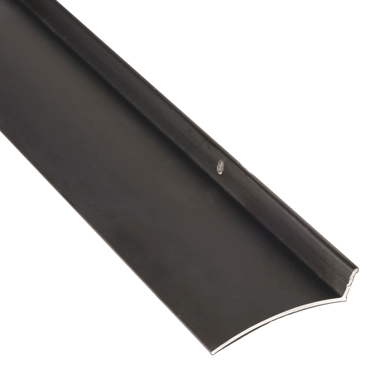 Black door sweep with curved edge, angled view.