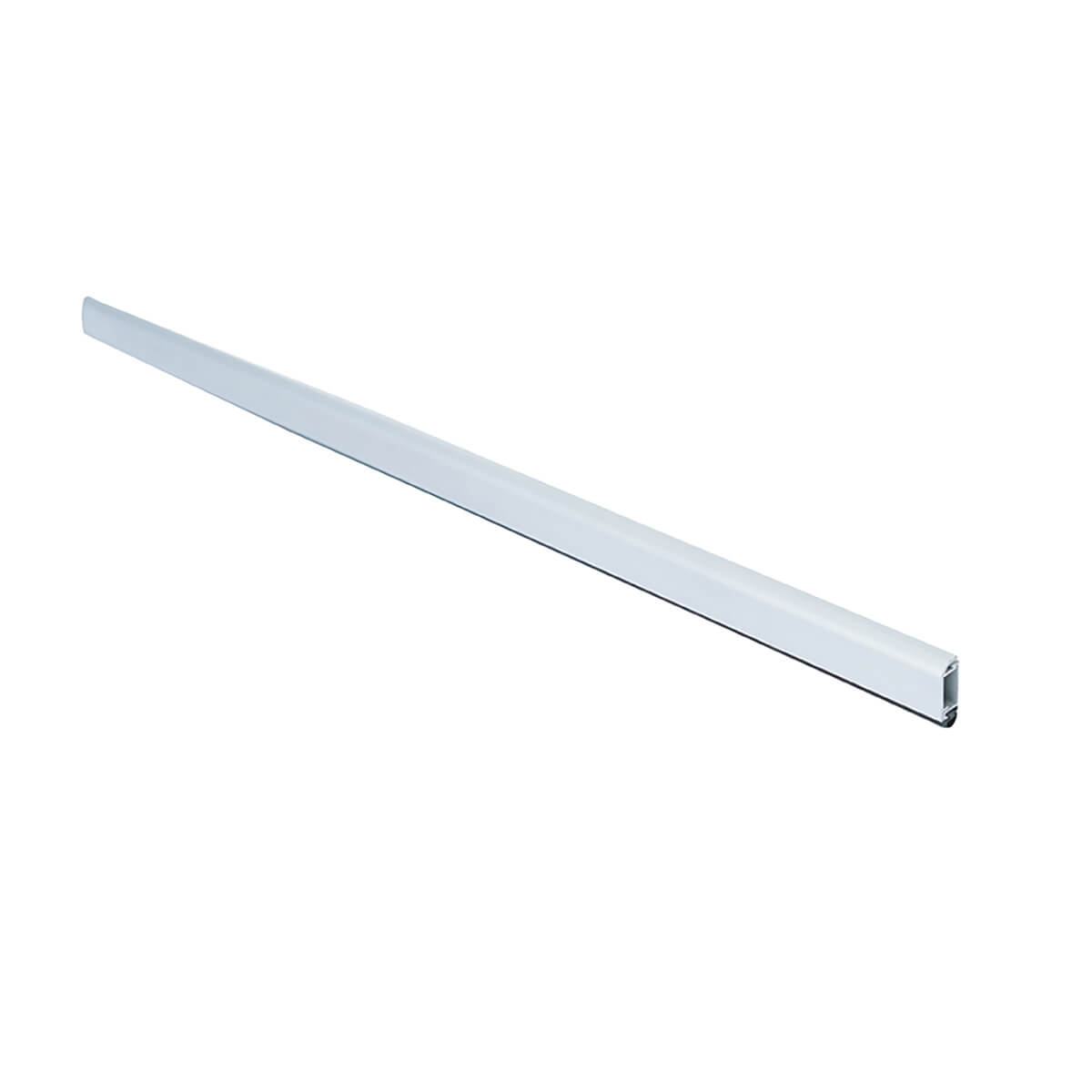 Slim, white door hardware on a white background.