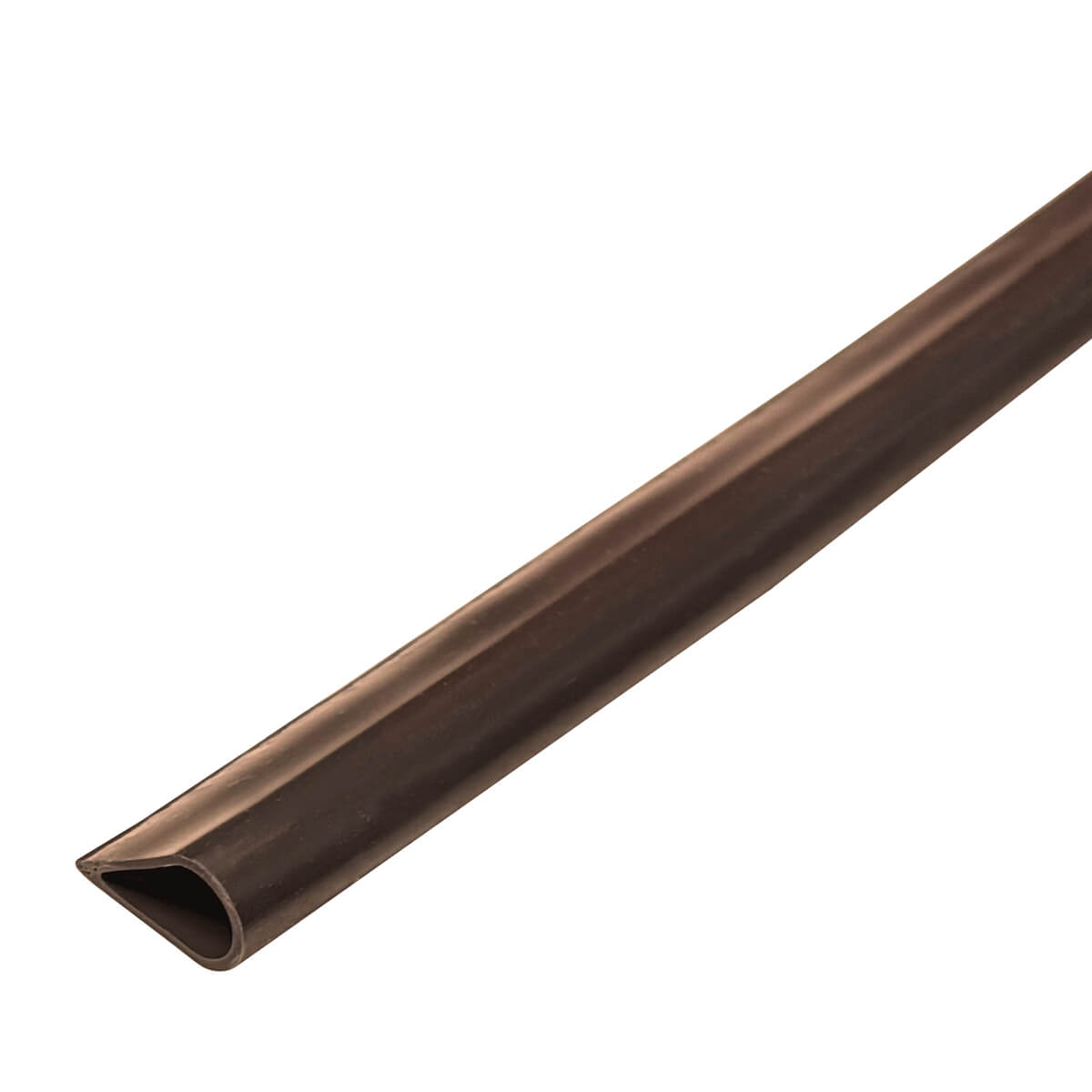Brown door seal weatherstrip in close-up view.