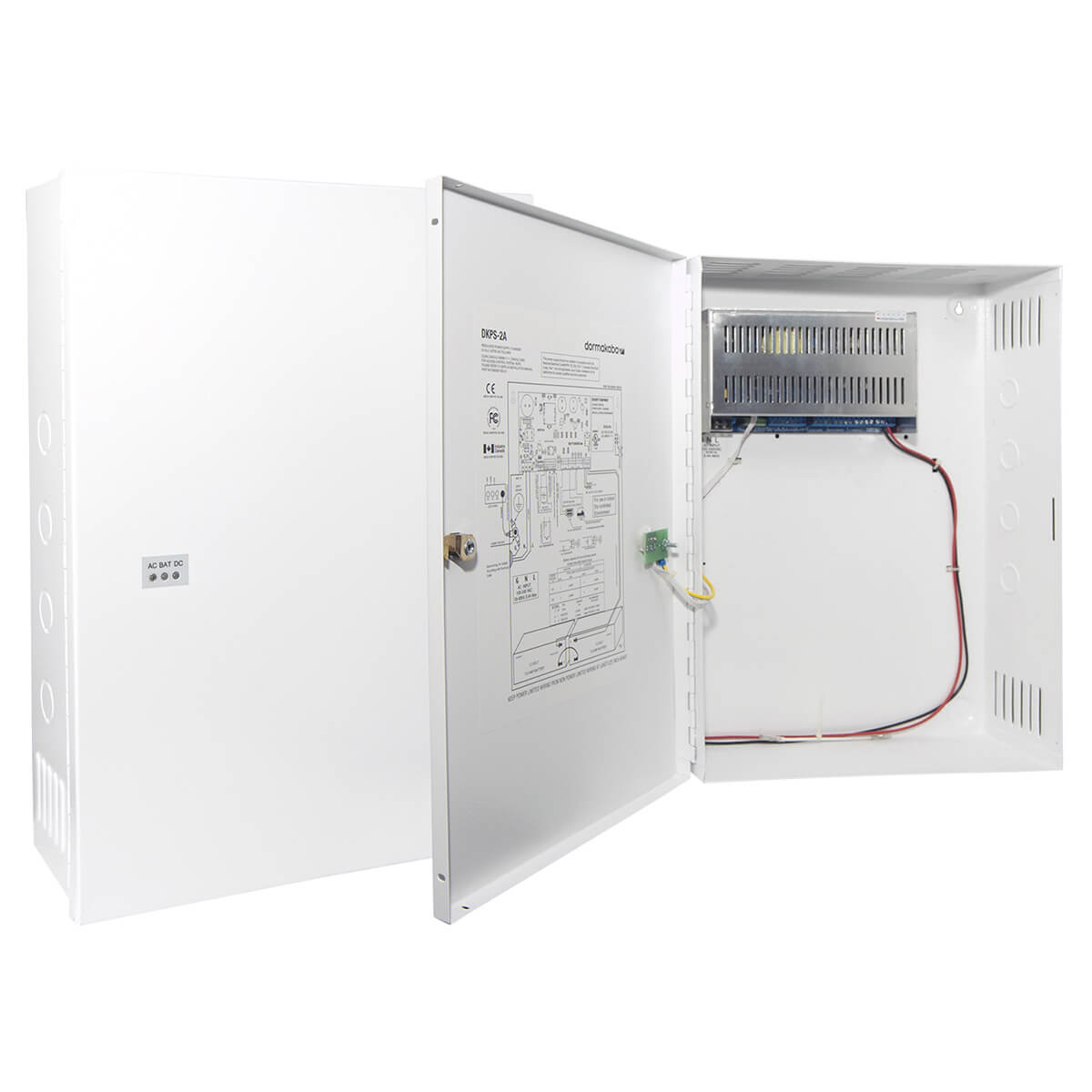 Open control panel with wiring and schematic diagram.
