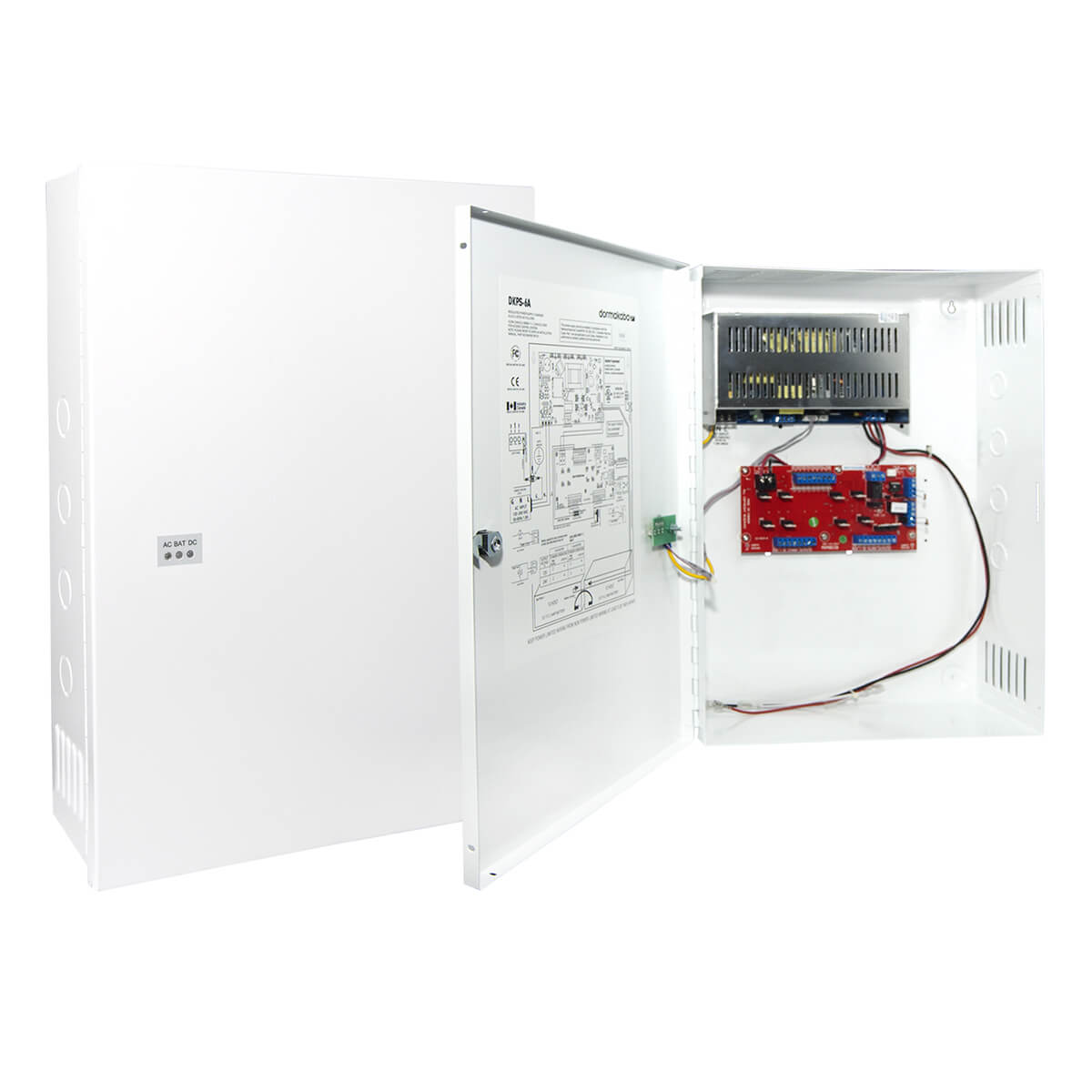 Open security hardware panel showing internal components.