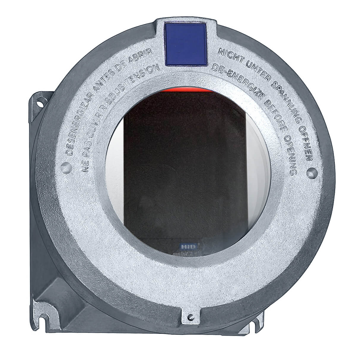 Circular door security hardware with deactivating instructions.