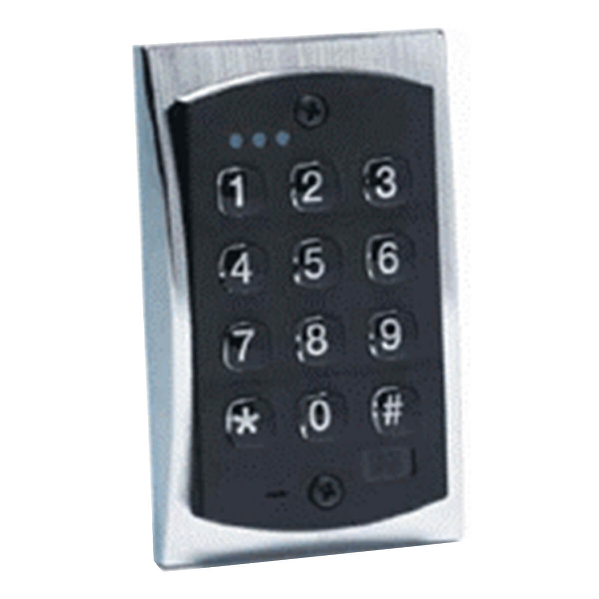 Keypad lock with numeric buttons for security access.
