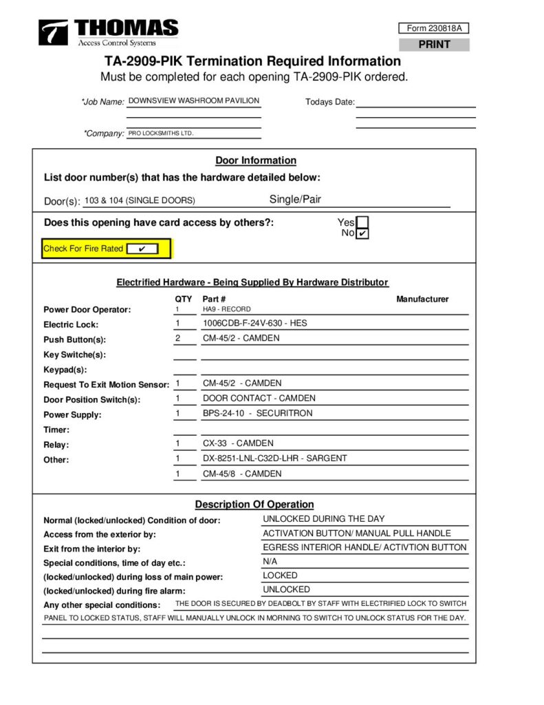 TA2909-PIK Order Form