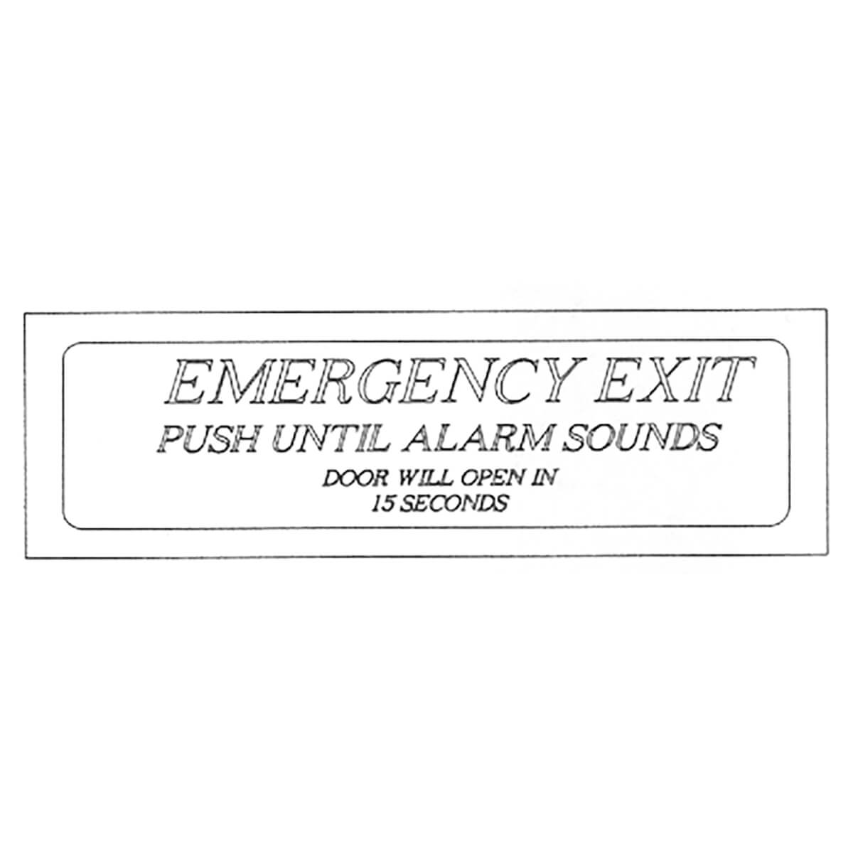 Emergency exit sign, push to activate alarm.