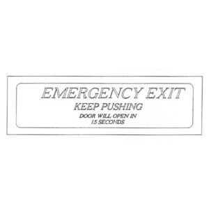 Emergency exit sign; push to open door.