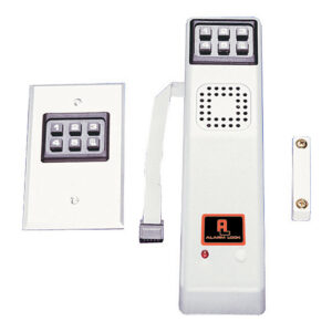 Security keypad and intercom system with wiring components.