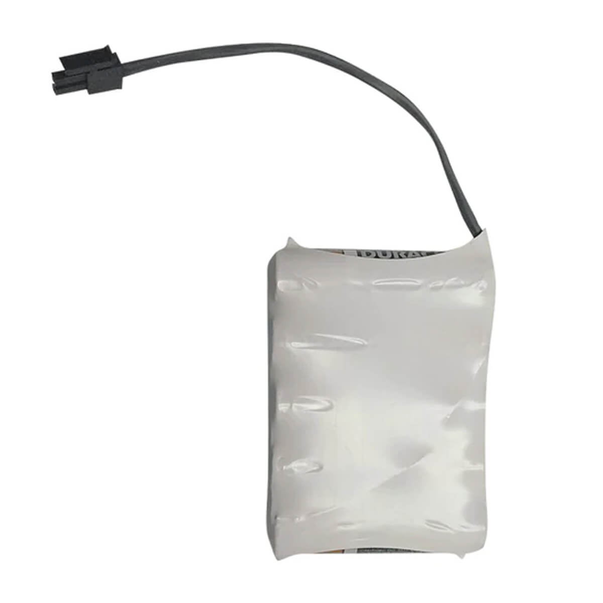 White security hardware battery with attached black connector.