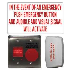 Emergency button with assistance request sign.