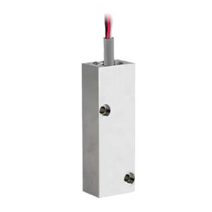 Metallic door security sensor with wire connection.